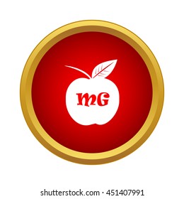 Apple with theory of relativity formula icon in simple style in red circle