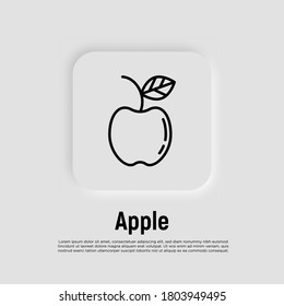 Apple thin line icon. Healthy organic food. Vector illustration.