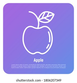 Apple thin line icon. Healthy organic food. Vector illustration.