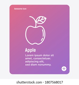 Apple thin line icon. Healthy organic food. Vector illustration.