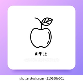 Icono de línea delgada de Apple. Alimentos orgánicos saludables. Ilustración vectorial.