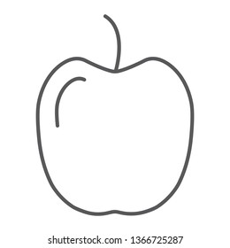 Apple thin line icon, vitamin and food, fruit sign, vector graphics, a linear pattern on a white background, eps 10.