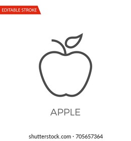 Apple Thin Line Vector Icon. Flat Icon Isolated on the White Background. Editable Stroke EPS file. Vector illustration.