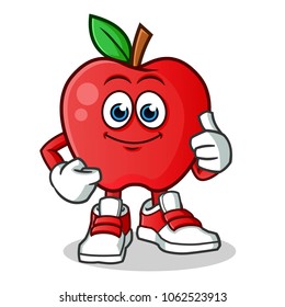 apple thumbs up mascot vector cartoon illustration