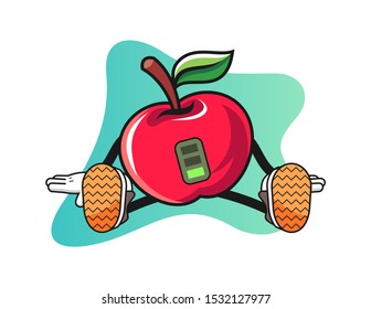 Apple tired mascot design vector. Cartoon character illustration for business, t shirt, sticker.