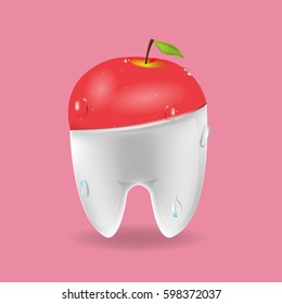 Apple Tooth Mixed Dental Symbol Vector