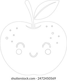 Apple tracing worksheet  for hand drawn practicing 