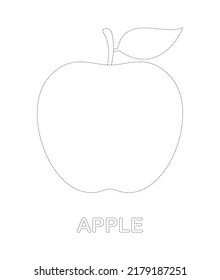 Apple Tracing Worksheet Kids Stock Vector (Royalty Free) 2179187251 ...