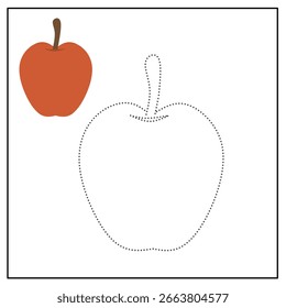 Apple tracing worksheet for kids to improve drawing skills and creativity.