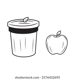 apple and a trash can silhouette vector illustration icon type design 