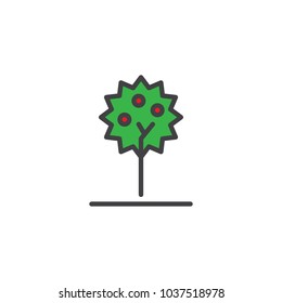 Apple tree with apples filled outline icon, line vector sign, linear colorful pictogram isolated on white. Symbol, logo illustration. Pixel perfect vector graphics