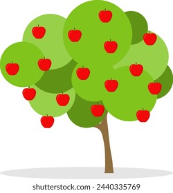 Apple tree, apple tree with apples isolated on white background. Vector, design illustration. Vector.