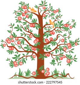 apple tree with birds