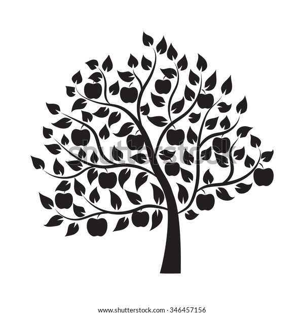 Apple Tree Black White Apple Tree Stock Vector Royalty Free