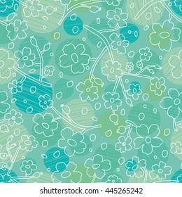 Apple tree in bloom. Vector seamless pattern.