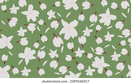 Apple tree blossom elements pattern. Stock vector illustration