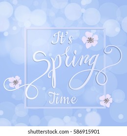 Apple tree blossoms and spring Lettering. Vector Illustration EPS10