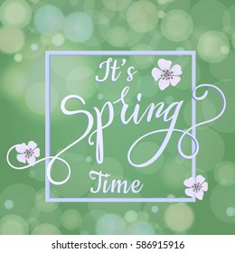 Apple tree blossoms and spring Lettering. Vector Illustration EPS10