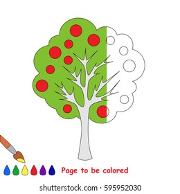 The Apple Tree, the coloring book to educate preschool kids with easy gaming level, the kid educational game to color the colorless half by sample.