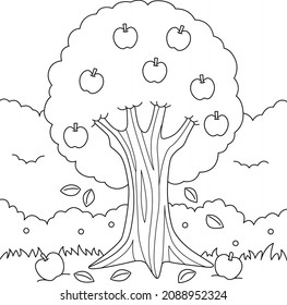 Apple Tree Coloring Page for Kids