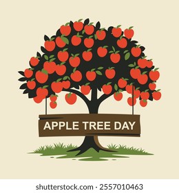 Apple Tree Day background. Vector illustration.