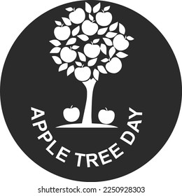 Día del árbol de Apple, celebrando el día del árbol vector negro