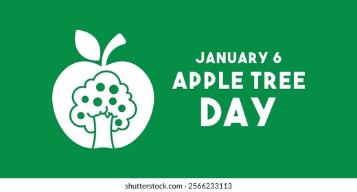 Apple Tree Day. January 6. Green background. Eps 10.