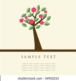 Apple tree. Design for greeting card