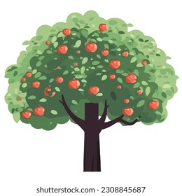 apple tree design over white