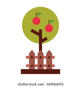 apple tree with fence