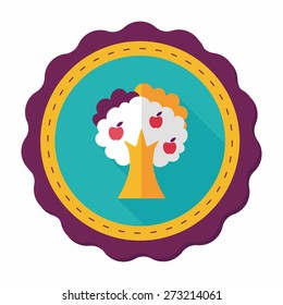 apple tree flat icon with long shadow,eps10