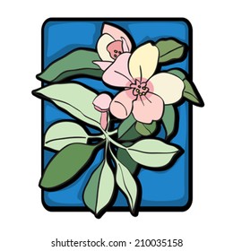 Apple tree flower blue clip art isolated on white