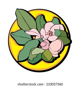 Apple tree flower clip art isolated on white