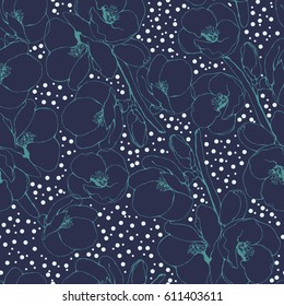 Apple tree flower spring vector seamless pattern