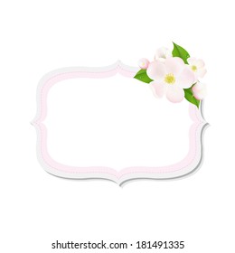 Apple Tree Flowers With Label, With Gradient Mesh, Vector Illustration