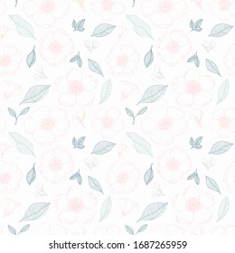 Apple tree flowers leaves vector pattern