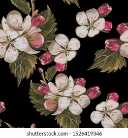 apple tree flowers seamless pattern