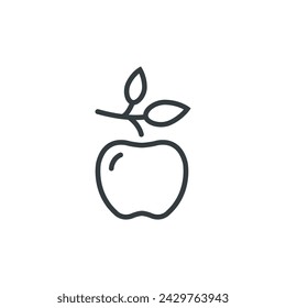 Icono orgánico del árbol de manzana, ilustración vectorial