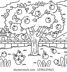 Apple Tree Fruit Plant Coloring Page for Kids