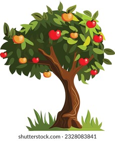 Apple tree with fruits on white background vector