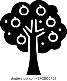 Apple tree icon with fruits, vector illustration