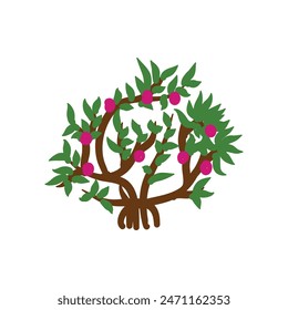 Apple tree icon. Illustration of apple tree isolated on white background. hand-drawn images of plants. Illustration design elements with a plant theme