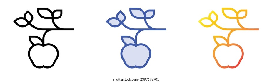 apple tree icon. Linear, Blue Fill and Gradient Style Design Isolated On White Background