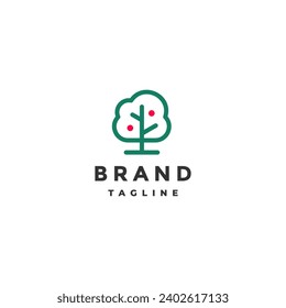Apple Tree Icon Logo Design. Simple Apple Tree Outline Logo Design.