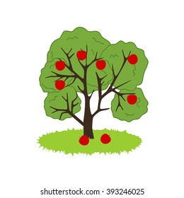 Apple Tree Icon on the white background. Vector illustration