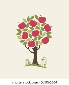 Apple tree icon. Vector illustration.