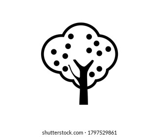 Apple tree icon vector isolated on white