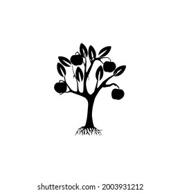Icono de árbol de Apple. Silhouette vectorial.