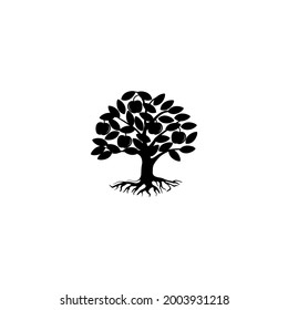 Apple tree icon. Vector silhouette.