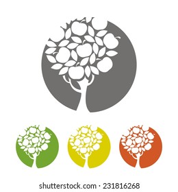 Apple Tree Icon. Vector Silhouette.